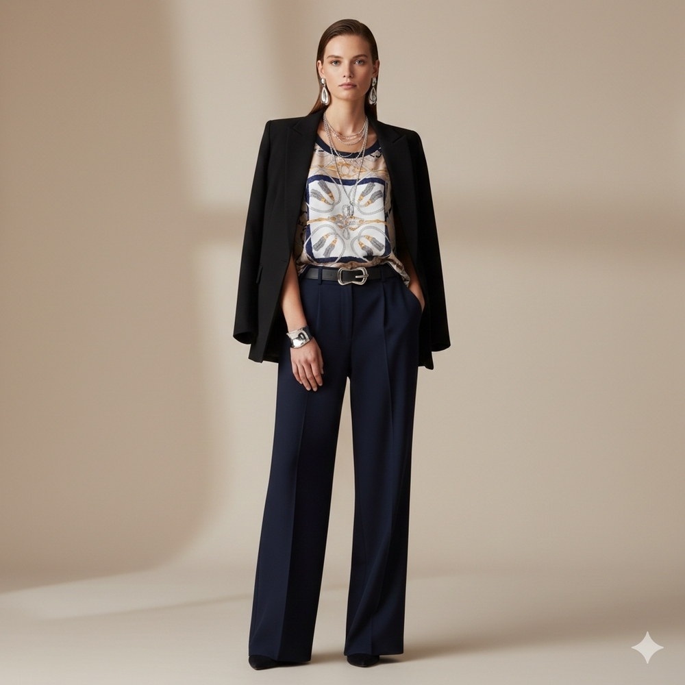Adrienne Vittadini Horsebit Belt Rope Print Top - Picture 8 of 8